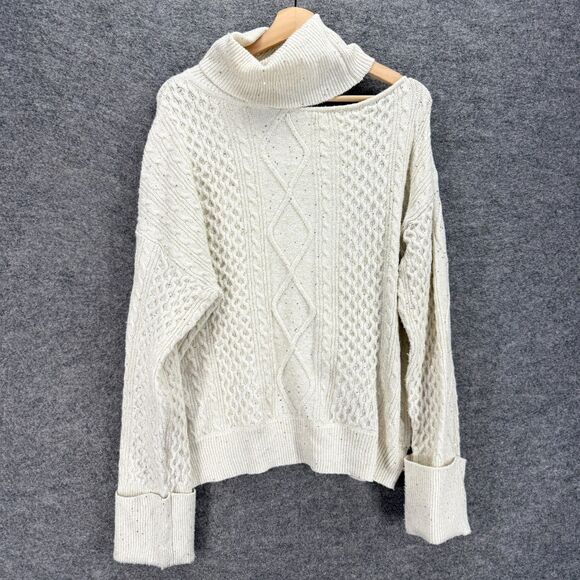 Sofia Sweater Pullover Women XL Gray Knit Sequin Turtleneck Long Sleeve Casual - Picture 1 of 7